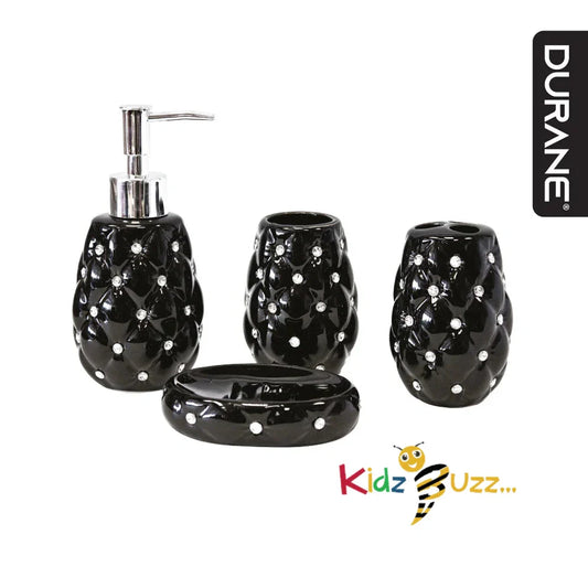 4Pcs Diamond Bathroom Set Black