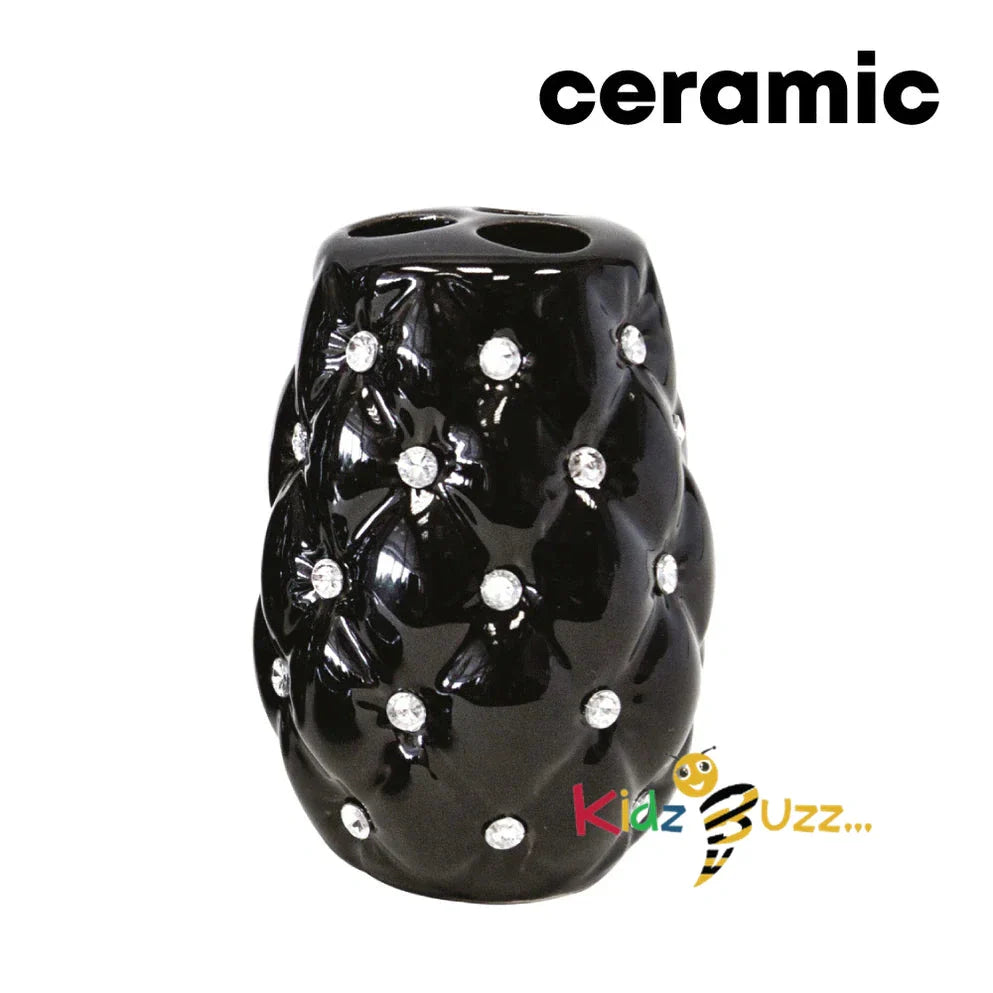 4Pcs Diamond Bathroom Set Black