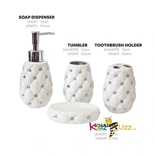 4Pcs Diamond Bathroom White