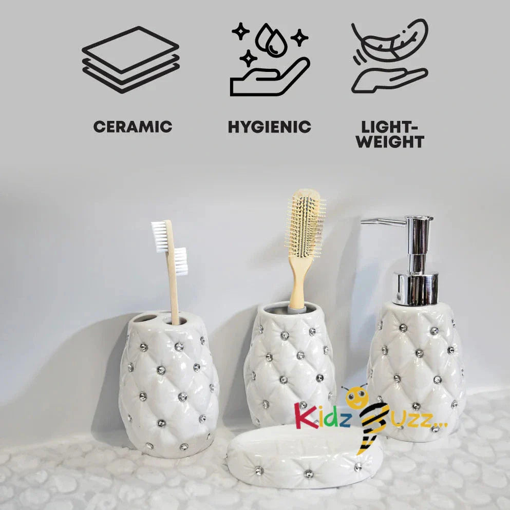 4Pcs Diamond Bathroom White
