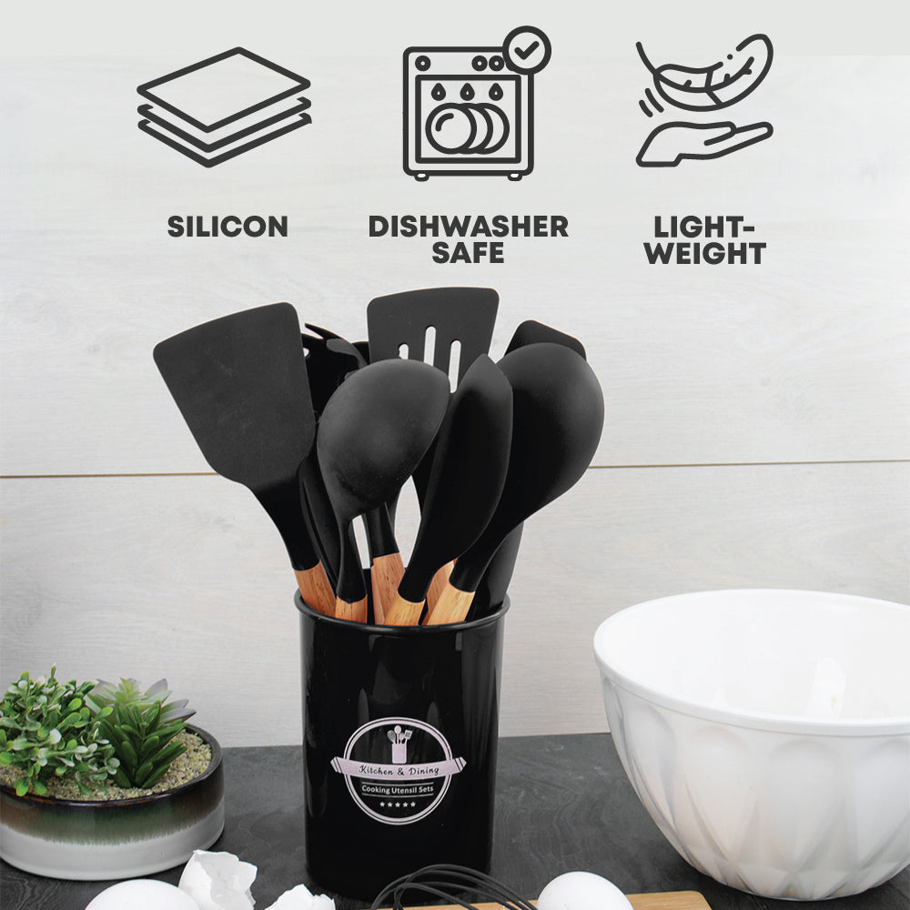 Silicon Utensil Set 12pcs Black