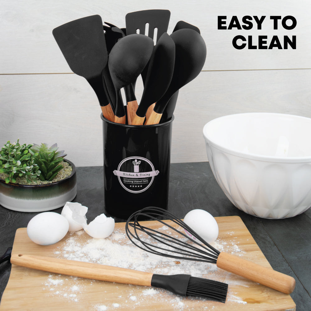 Silicon Utensil Set 12pcs Black