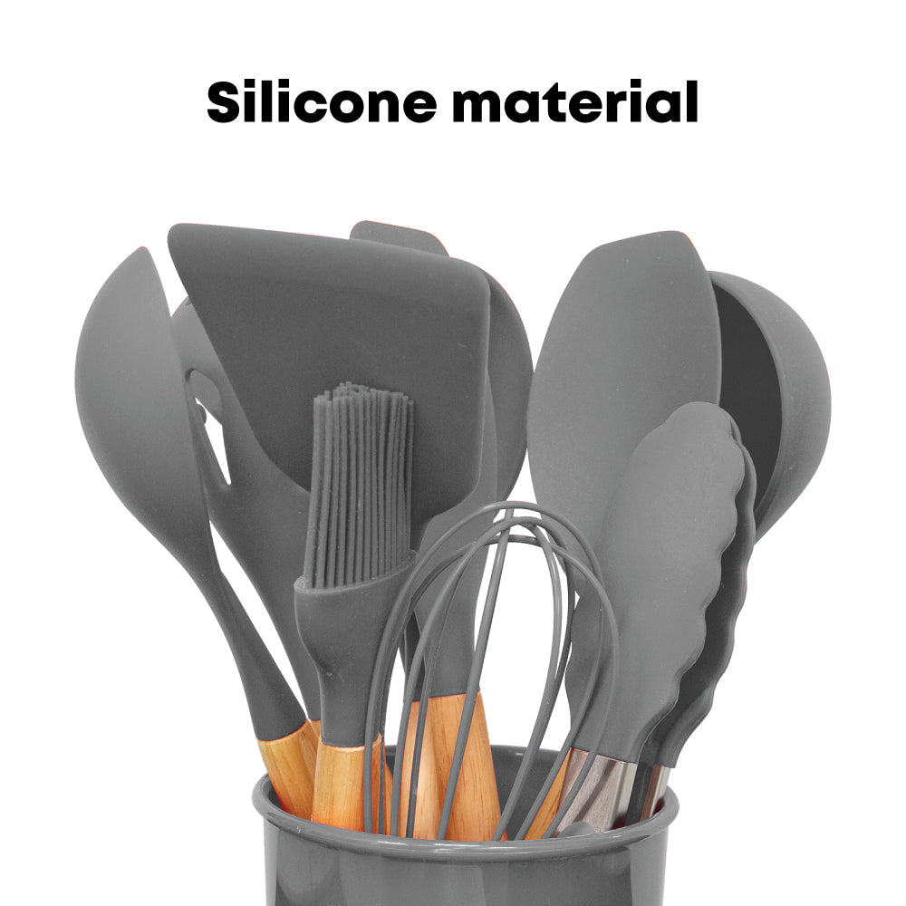 12pcs Silicone Utensil Set Grey - Kitchen Gadgets
