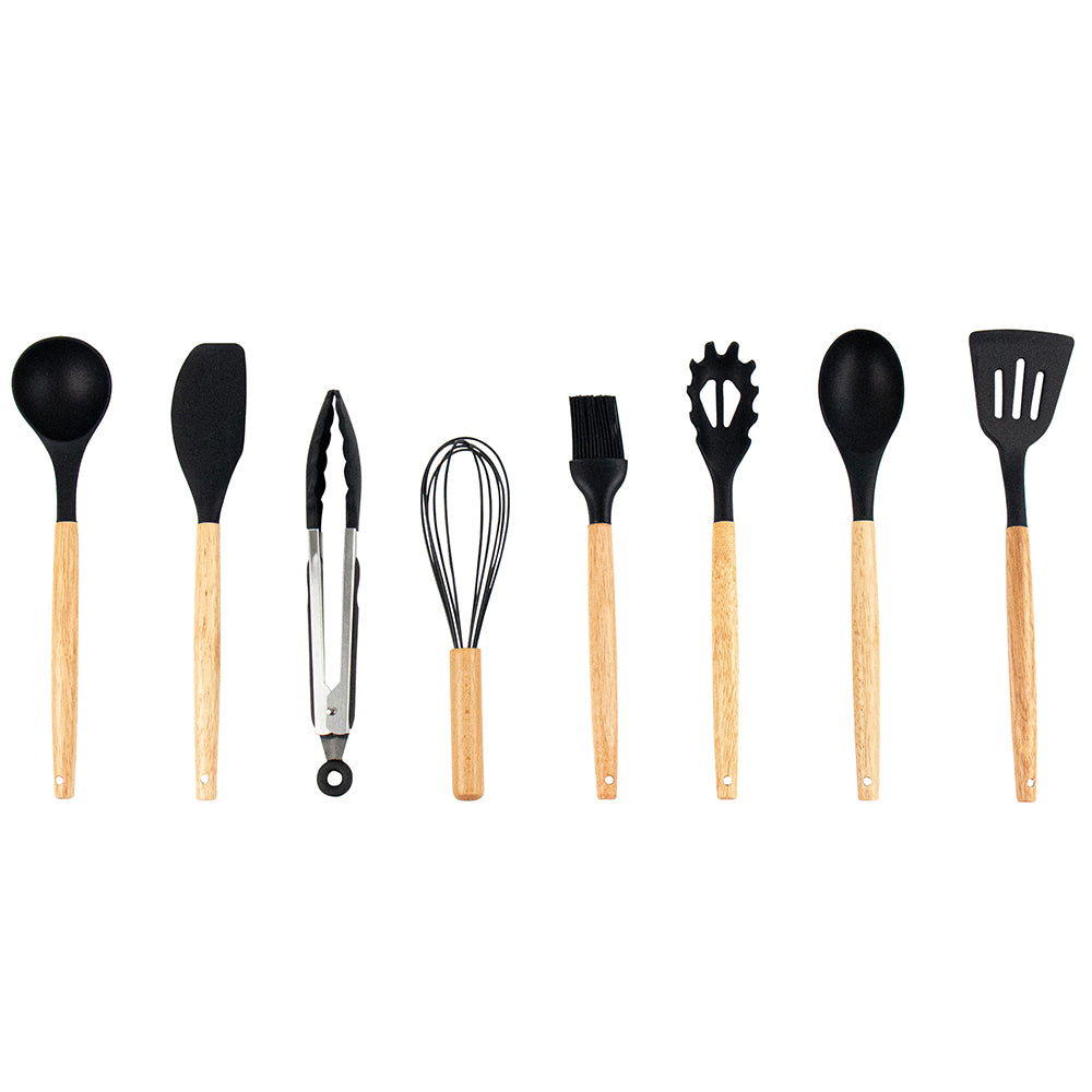 9Pcs Silicon Utensil Set Black- Kitchenware