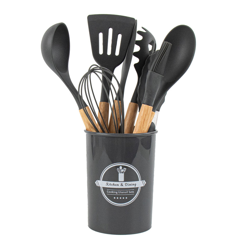 9pcs Silicon Utensil Set Grey