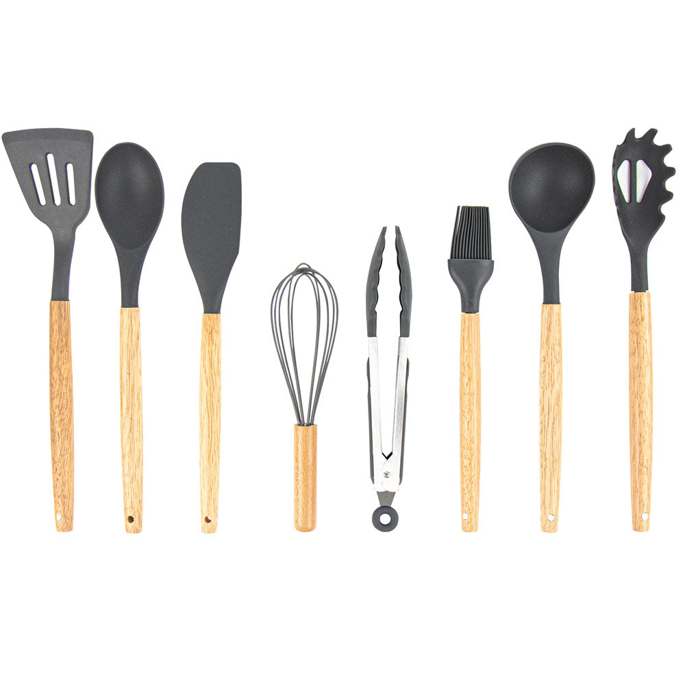 9pcs Silicon Utensil Set Grey