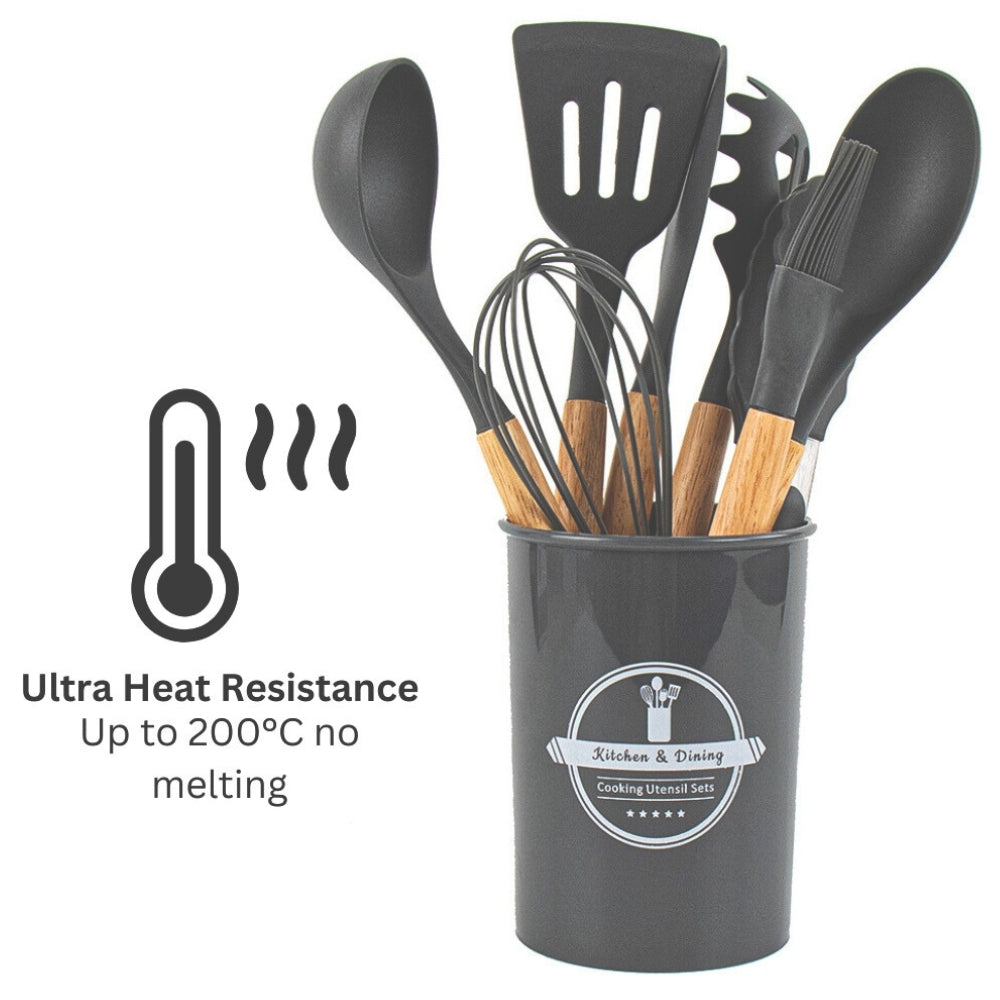 9pcs Silicon Utensil Set Grey