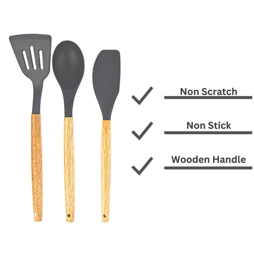 9pcs Silicon Utensil Set Grey