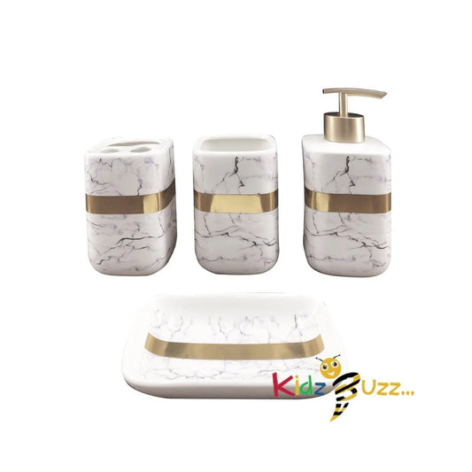 4Pcs Marbled Bathroom Set Gold