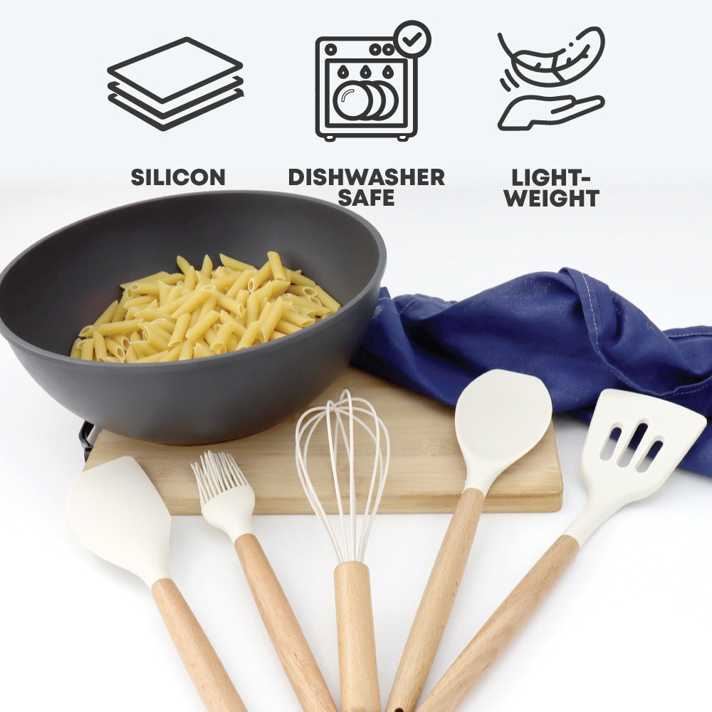 5pcs Silicon White Utensil Set - Kitchenware