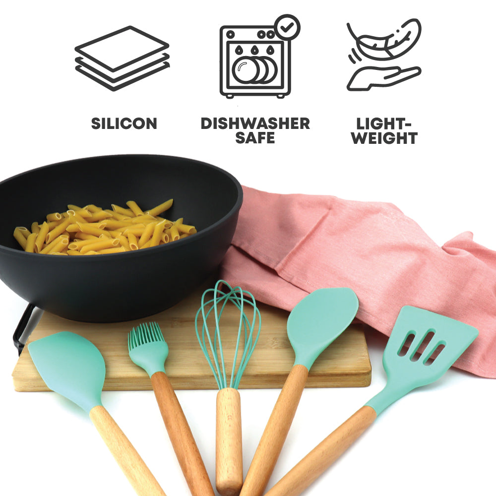 5pcs Silicon Utensil Set Green - Kitchenware Gadgets