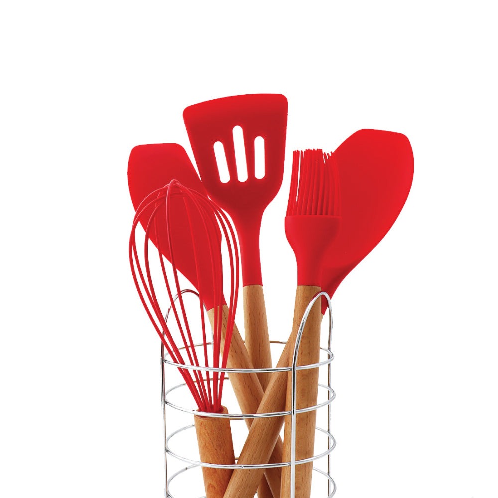5pcs Silicone Utensil Set Red - Kitchenware