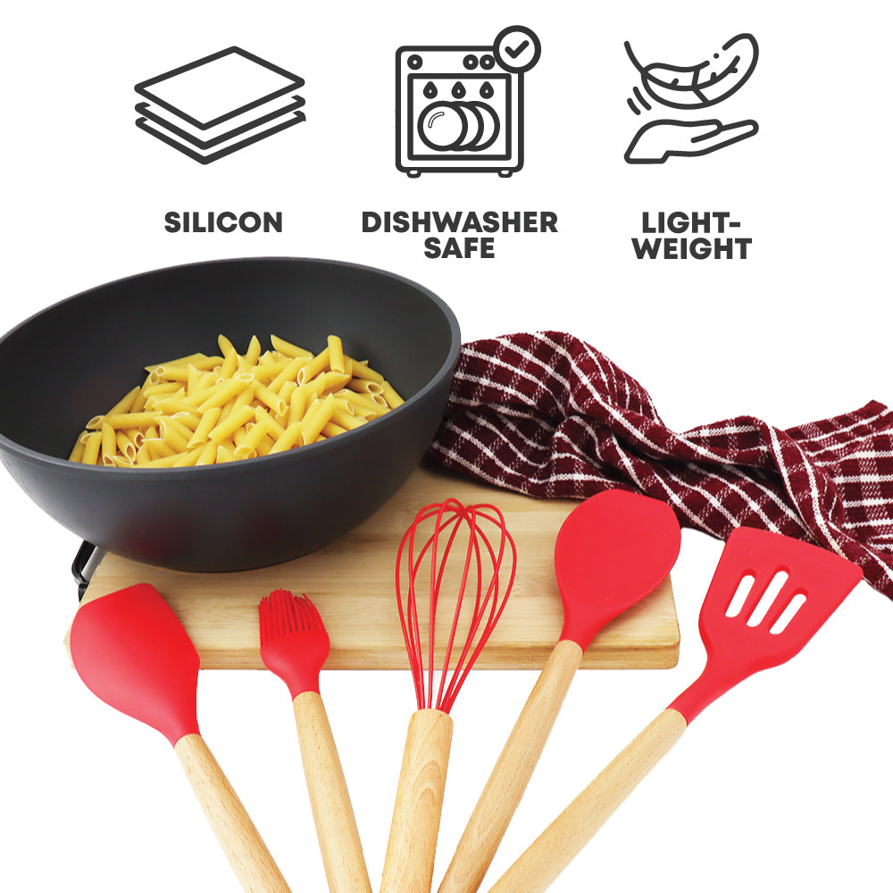 5pcs Silicone Utensil Set Red - Kitchenware