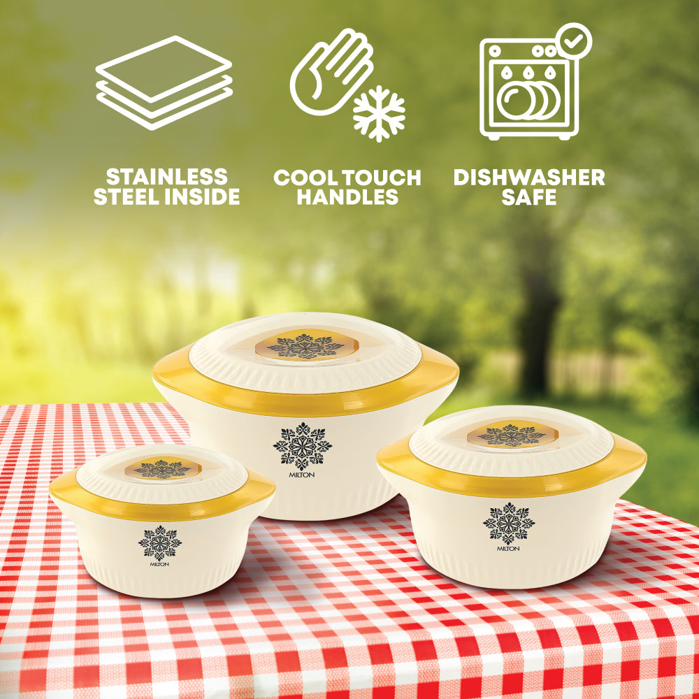 3Pcs Milton Insulated Hot Pot Set Cream 5-7.5-10L