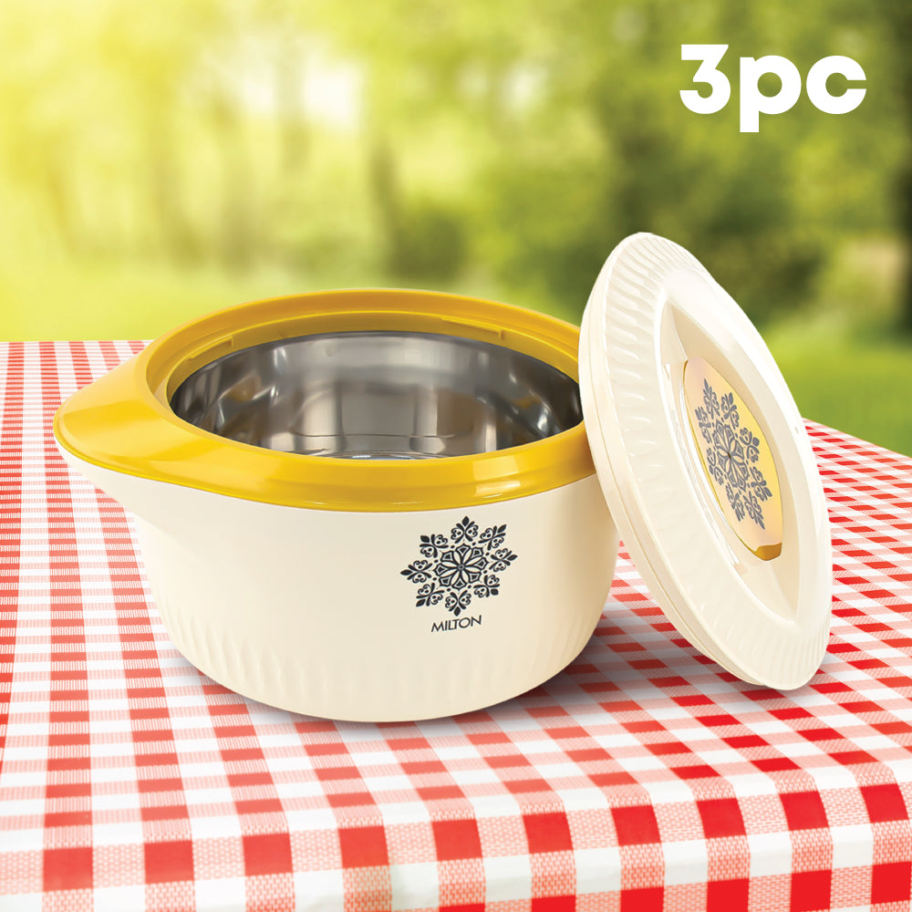 3Pcs Milton Insulated Hot Pot Set Cream 5-7.5-10L