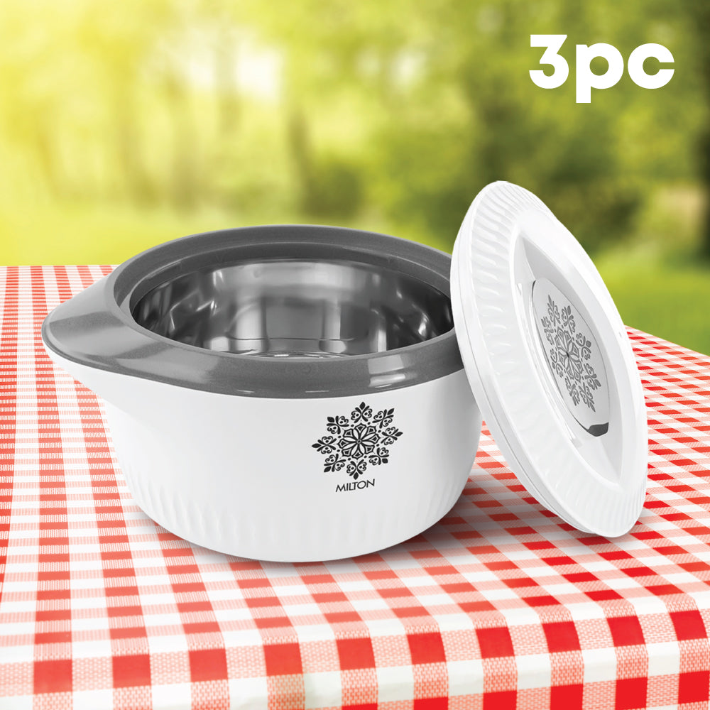 3pcs Milton Insulated Hot Pot Set 3pc - White 5-7.5-10L