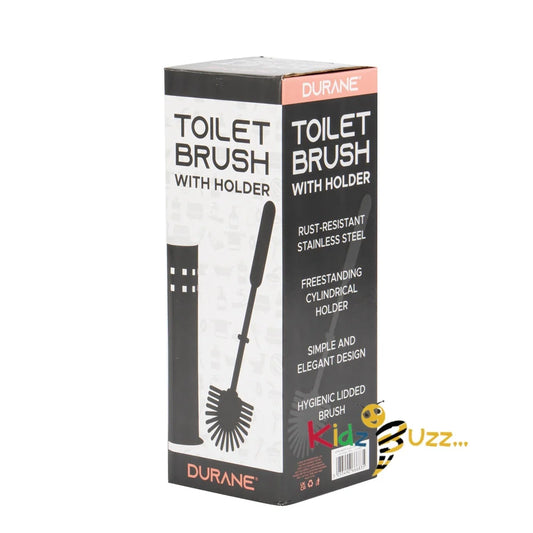 Stainless Steel Toilet Brush with Holder Black 1.7L- Modern Toilet Brush Set