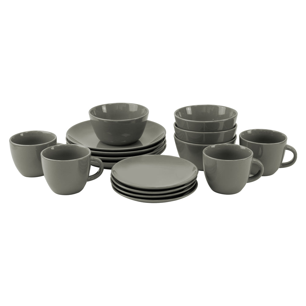 16Pcs Glazed Dinner Set Ash Grey 0.5L-0.75L