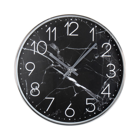 30cm Wall Clock Black Marbled- Home Accessories