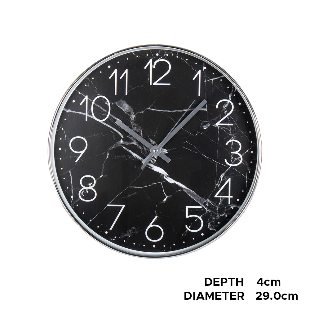 30cm Wall Clock Black Marbled- Home Accessories