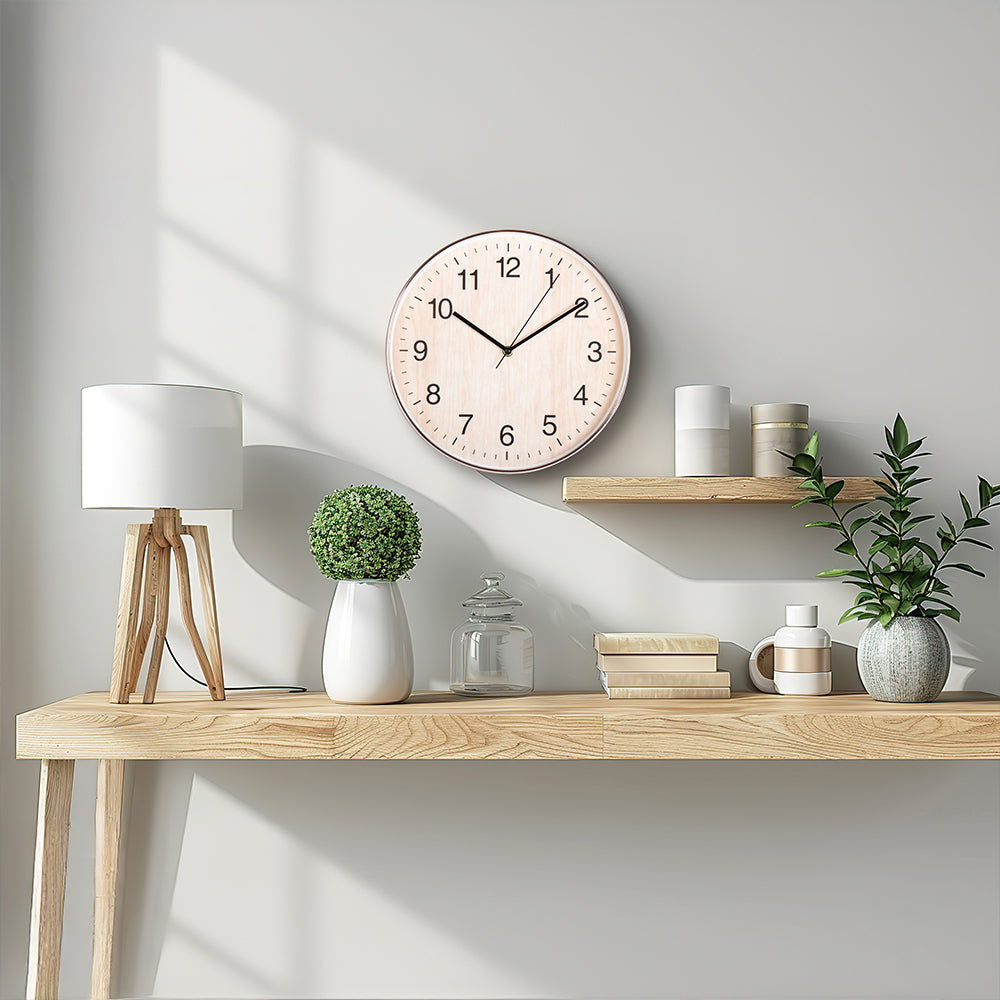 30Cm Wall Clock Light wood- Classic Design