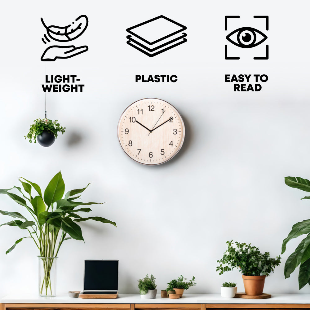 30Cm Wall Clock Light wood- Classic Design