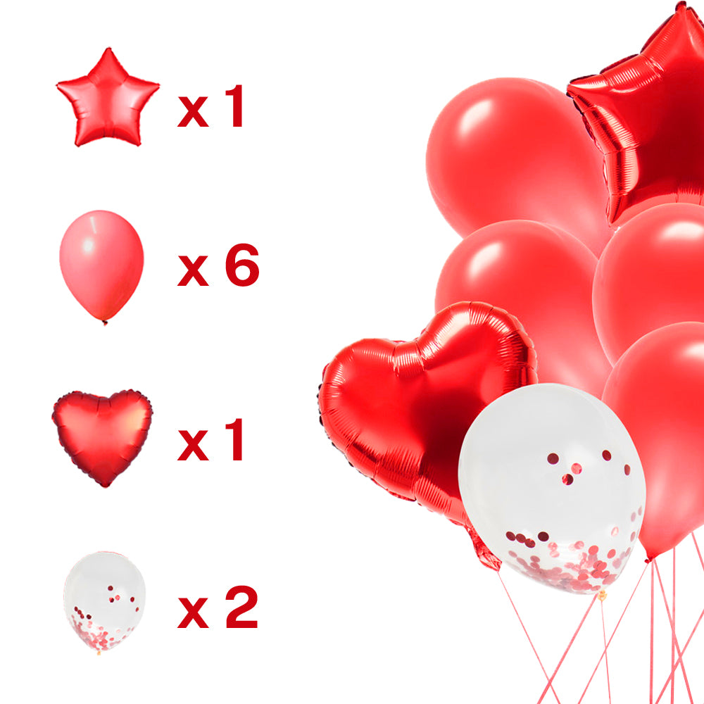 Metallic Party Balloons 10pc Red