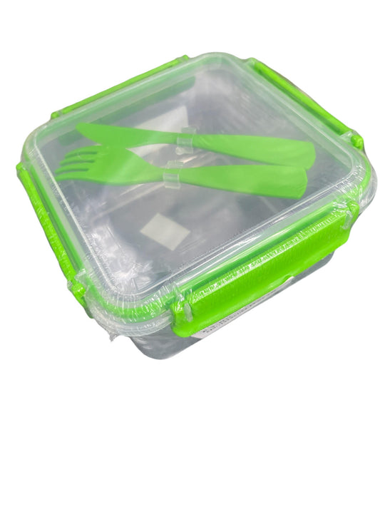 LTC Airtight Plastic Food Storage Containers with Lids,1 Fork , 1 Spoon Square Food Storage Set, BPA Free for Meal Prep, Travel, Freerzer