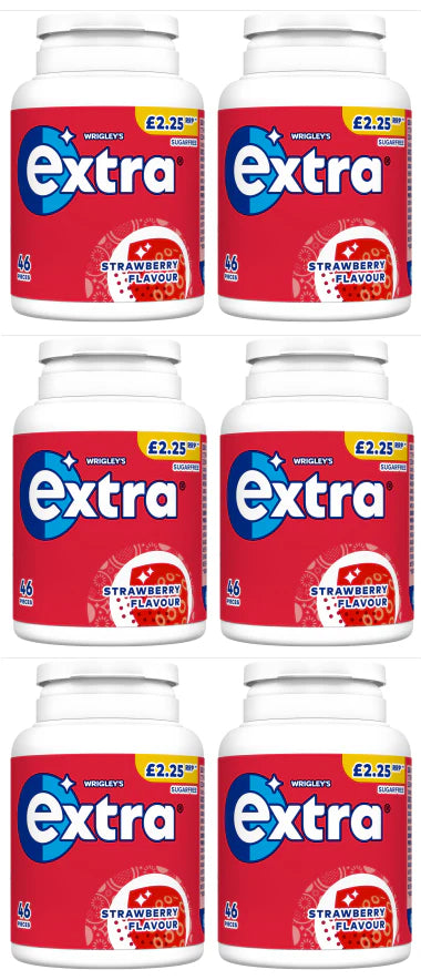 5 x 46 piece Tub Strawberry Flavour Chewing Gum