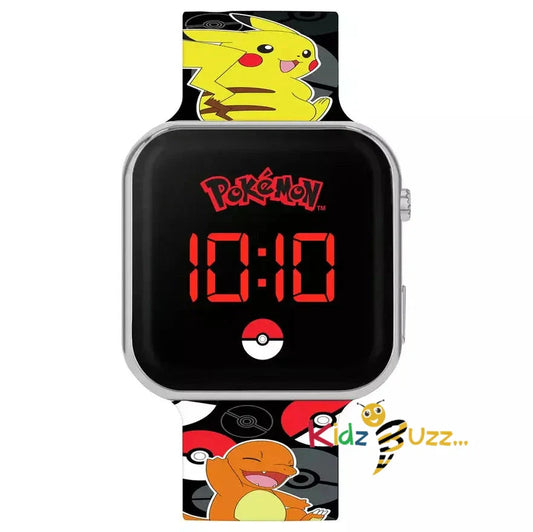 Pokemon Kids Digital Printed Black Silicone Strap Watch