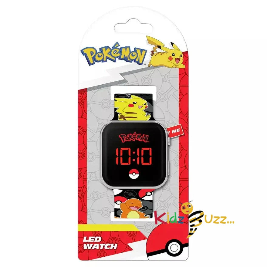 Pokemon Kids Digital Printed Black Silicone Strap Watch