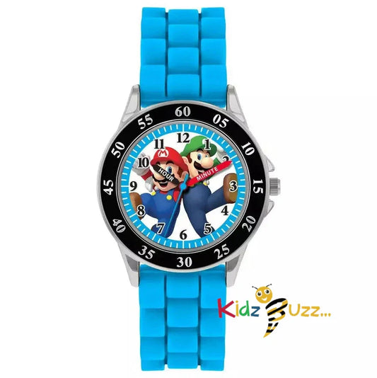 Mario Blue Time Teacher Silicone Strap Watch
