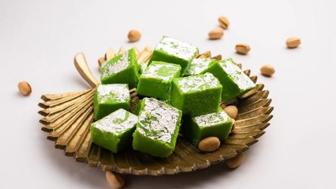 Festival Special Premium (Green Pista Barfi) Delicious Indian Traditional Sweets To Sweeten Up Your Celebration Best Gift For All Occasions Rakhi,Marriage,Diwali,Holi