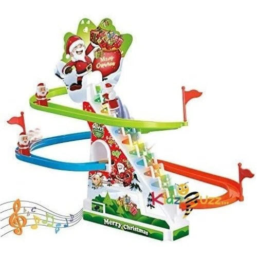 Christmas Santa Race Track Play Game Toy Set, LED Light Music Sound Snow