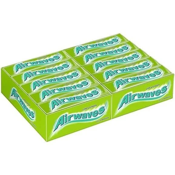 Airwaves 30 x 10 Sugar Free Chewing Gum Lime & Ginger