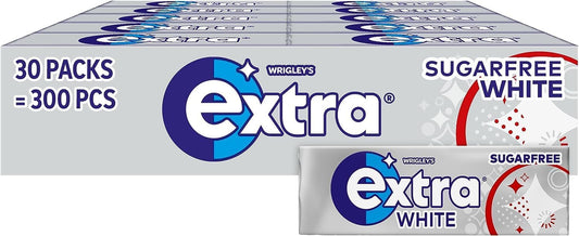 Extra White Sugar-free Chewing Gum Classic Mint Flavour (Pack of 30, 10pcs)