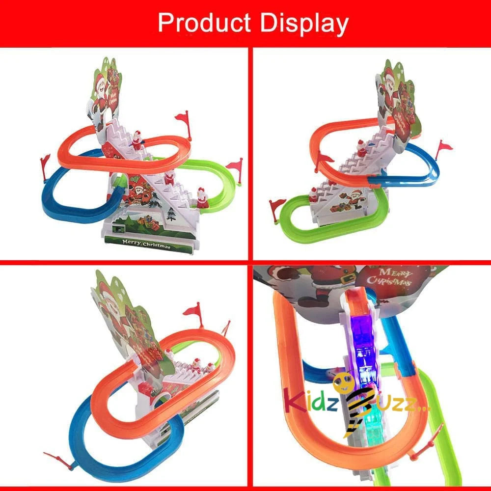 Christmas Santa Race Track Play Game Toy Set, LED Light Music Sound Snow