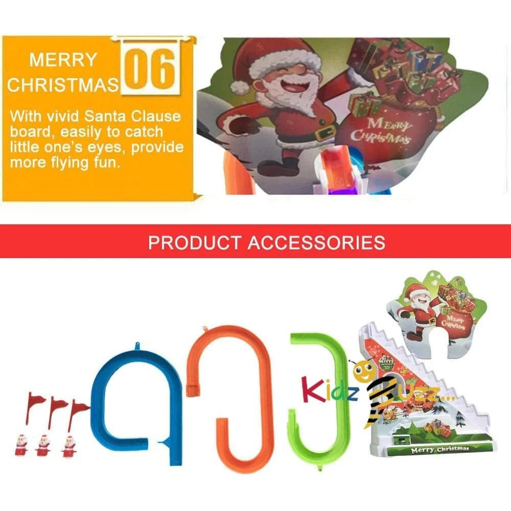Christmas Santa Race Track Play Game Toy Set, LED Light Music Sound Snow