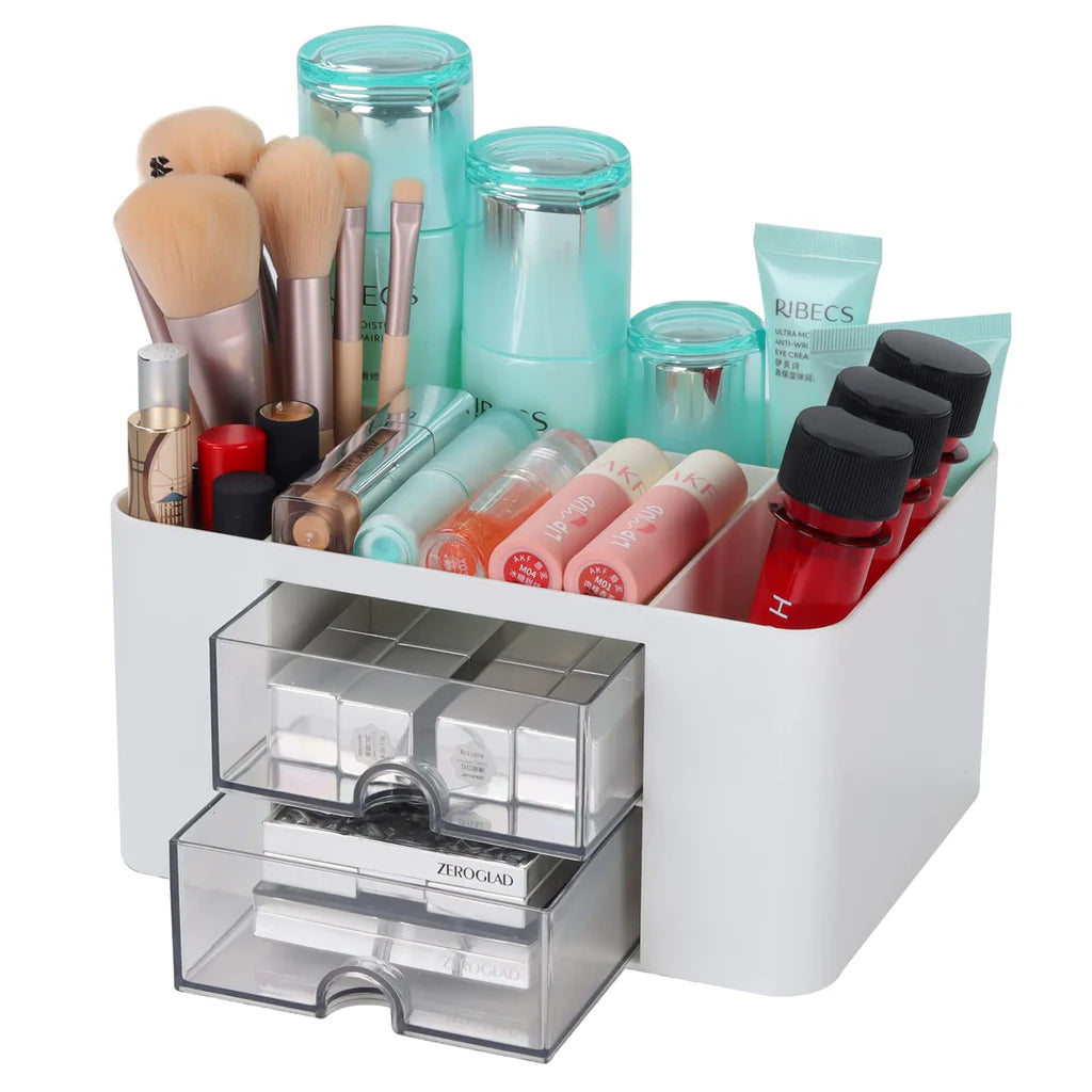 Desktop White Storage Box with Drawers Holders