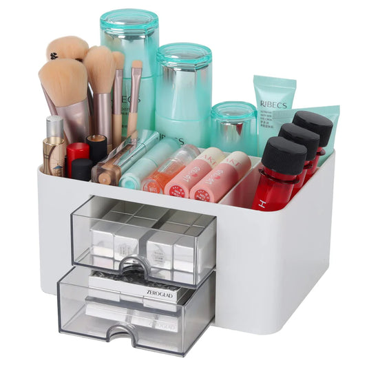 Desktop White Storage Box with Drawers Holders