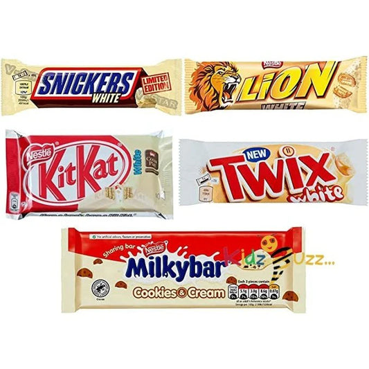 5 x Mixed Snickers, Lion, Milkybar, KITKAT White Chocolate Bar