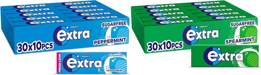 Extra Peppermint 10 Piece - 30 Pack and Extra Spearmint 10 Piece 30 Pack  (60 Packs)