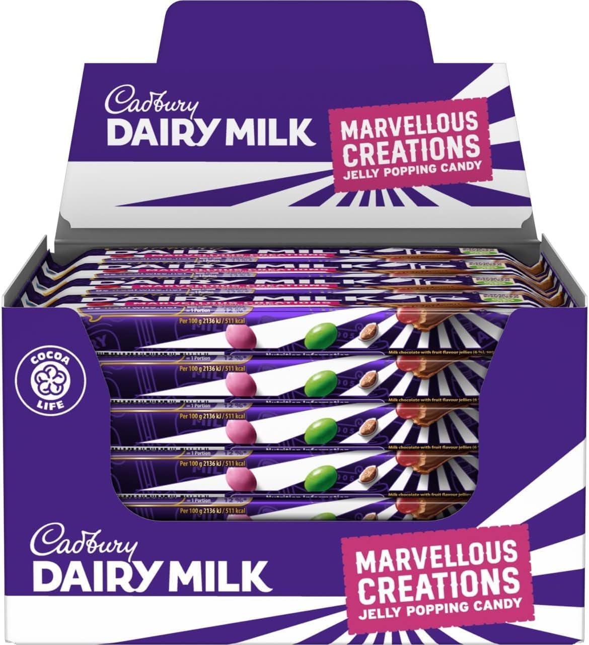 Dairy Milk Marvellous Creations Jelly Popping Chocolate Bar Case of 24x47g