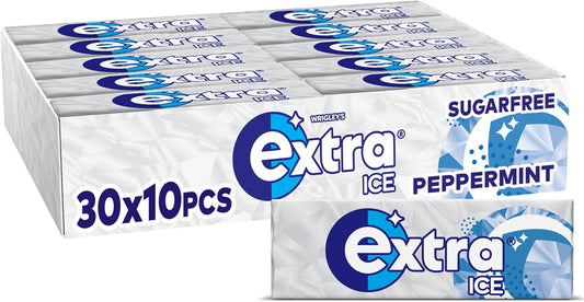 Extra Ice Peppermint Flavour Xylitol Sugarfree Chewing Gum 30 Packs of 10 Pieces (300 Pieces)