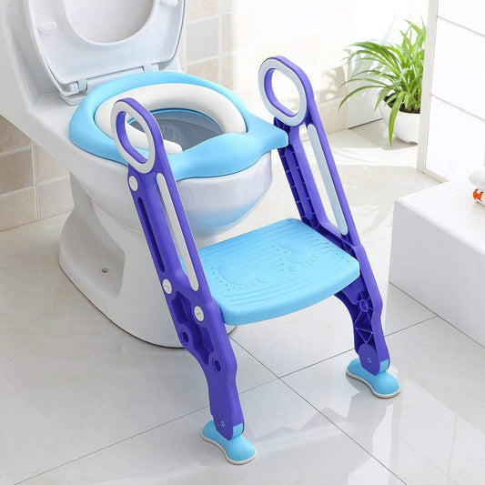 KEPLIN Potty Toilet Seat Adjustable Baby Toddler Kid Toilet Trainer with Step Stool Ladder (Purple)