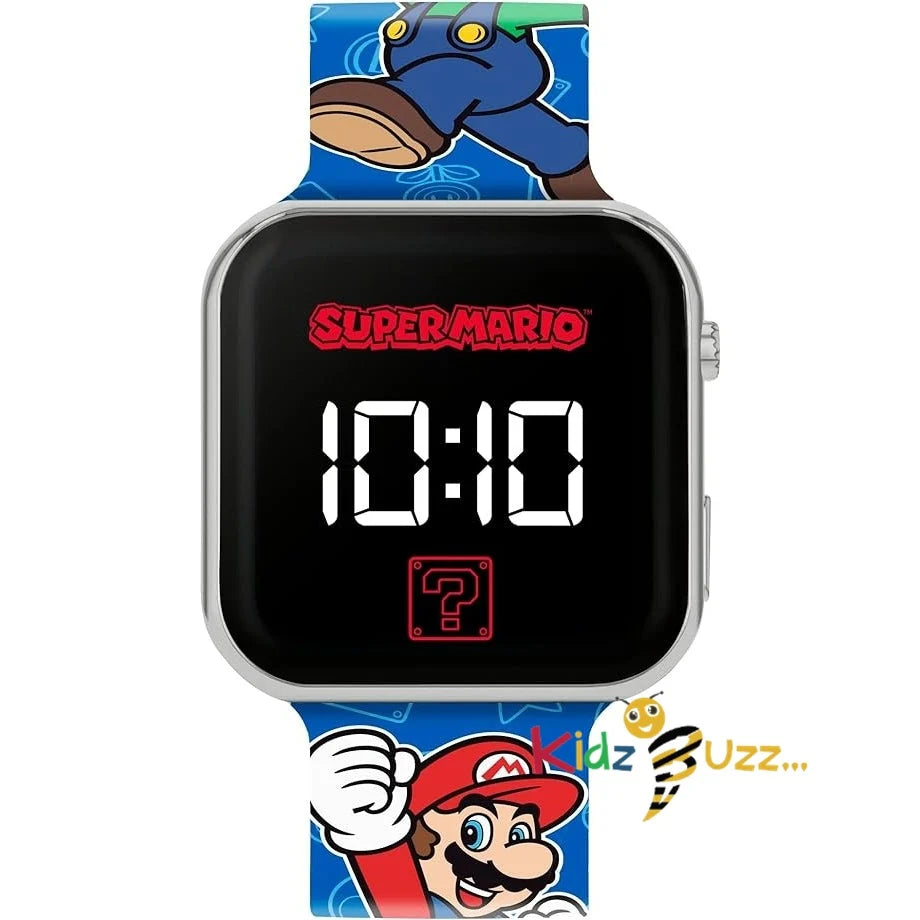 Mario Kids LED Quartz Silicone Blue Strap Watch