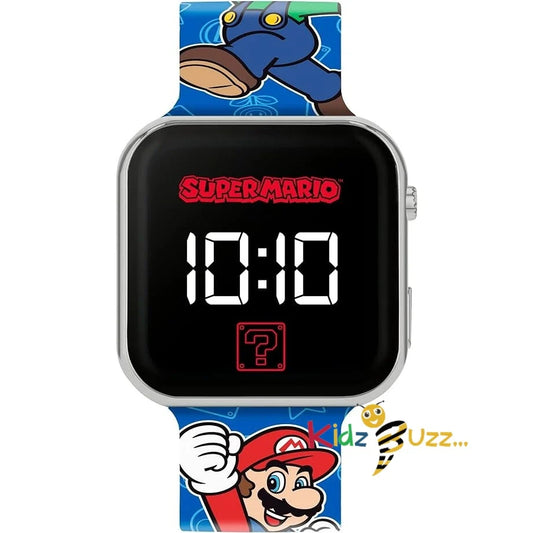 Mario Kids LED Quartz Silicone Blue Strap Watch
