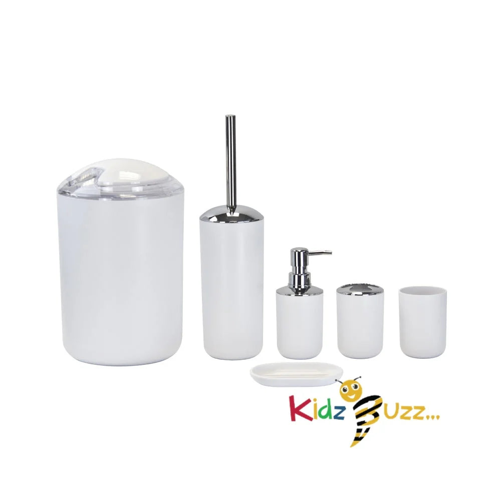 6Pcs Bath Series White - Elegance Bathroom Accessories