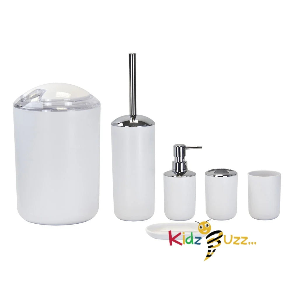 6Pcs Bath Series White - Elegance Bathroom Accessories