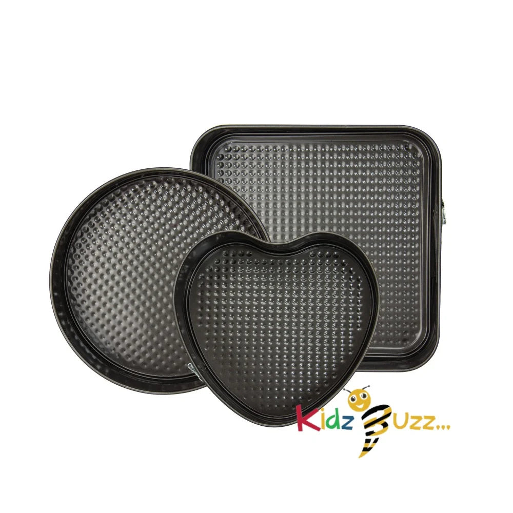 Cake Tin Set Heart-Round-Square 2.3L-3.4L-4.2L - 3pcs Assorted Shapes Set